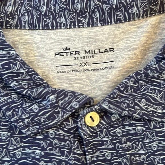 Peter Millar XXL 100% Cotton SS Seaside Performance Polo with Race Car print - Picture 3 of 3